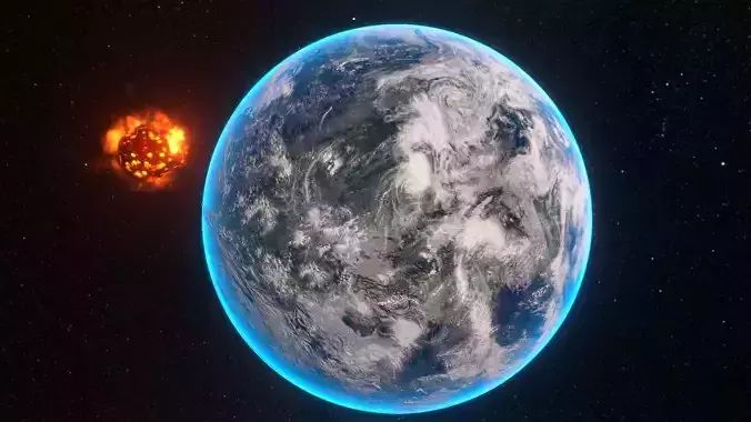 Asteroid Meteor moving towards earth Animated 3D model