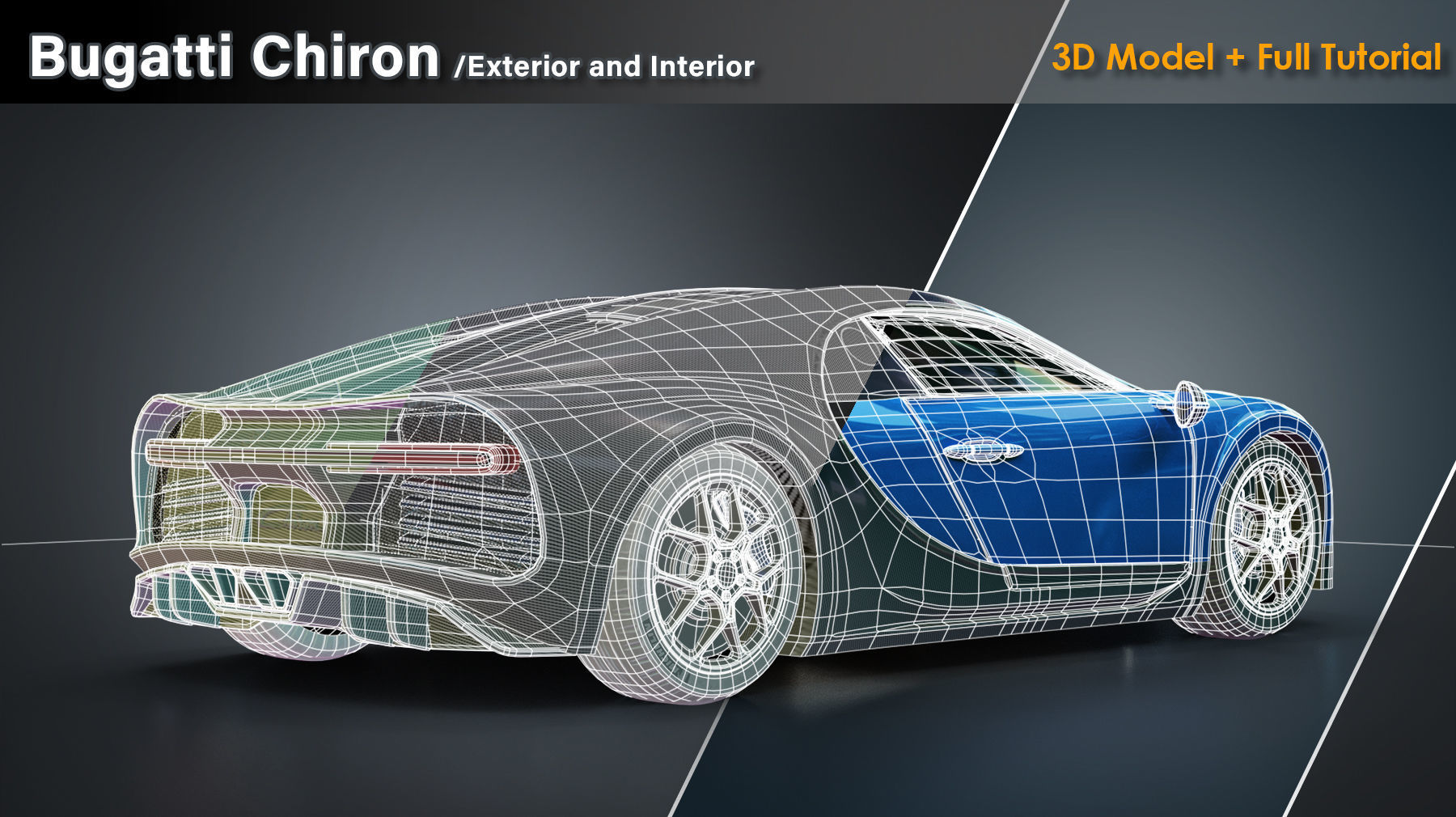 Bugatti Chiron Exterior and Interior Low-poly 3D model_11