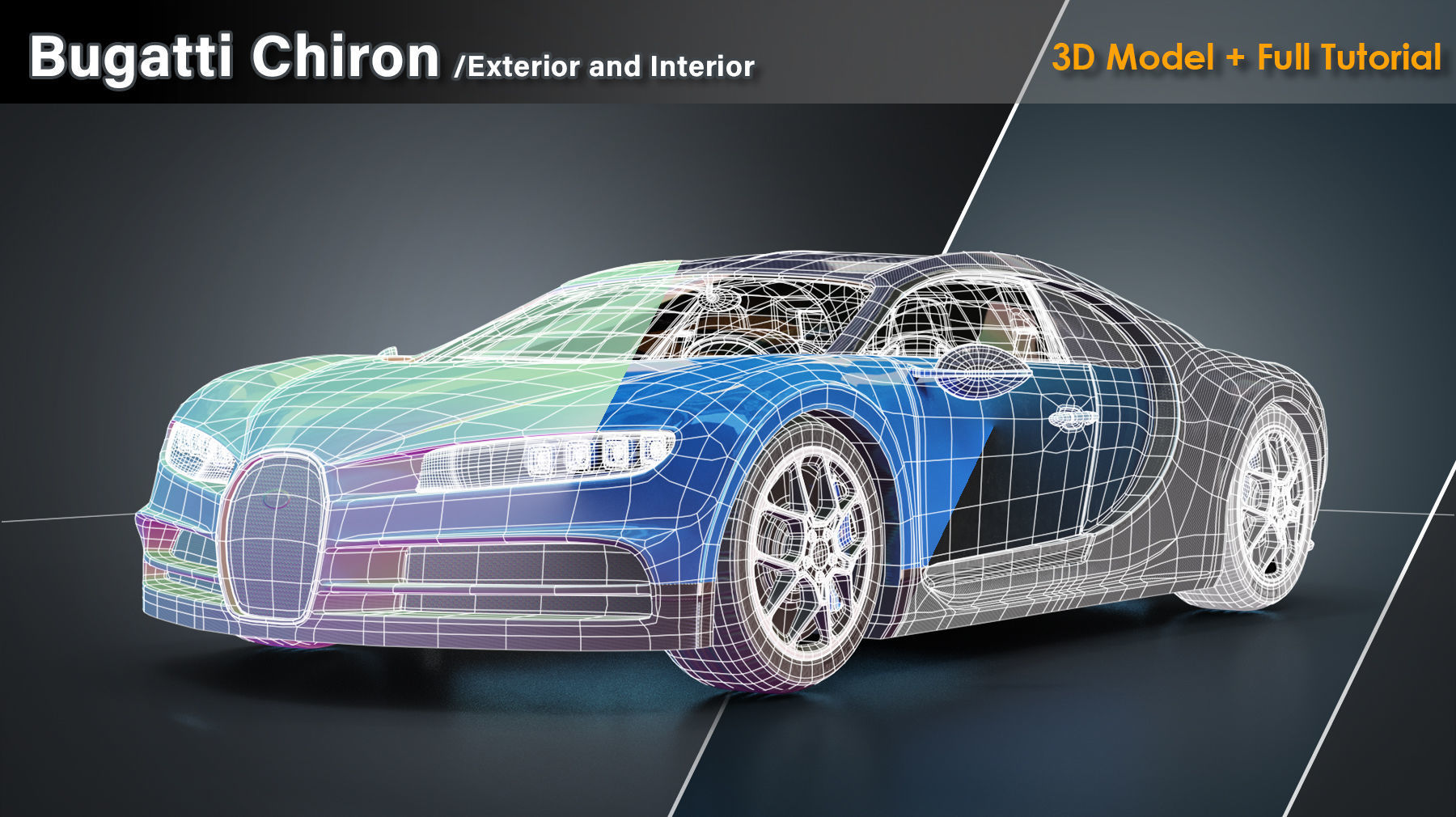 Bugatti Chiron Exterior and Interior Low-poly 3D model_10