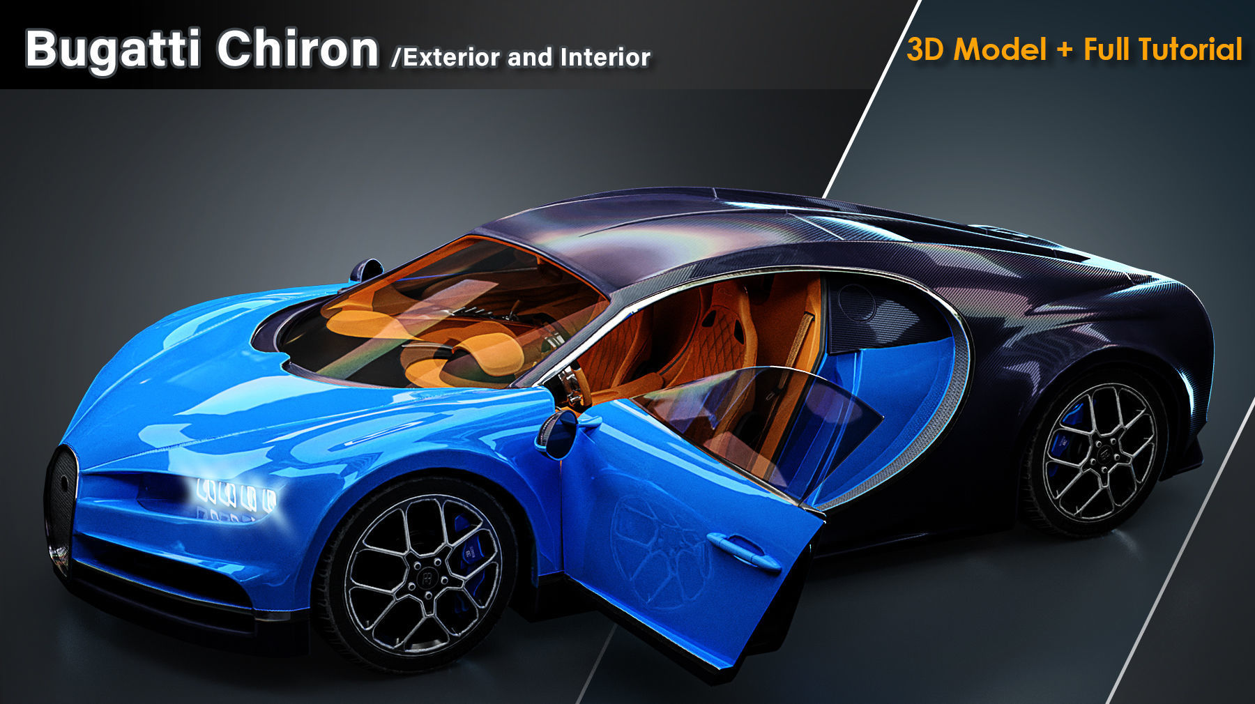 Bugatti Chiron Exterior and Interior Low-poly 3D model_2