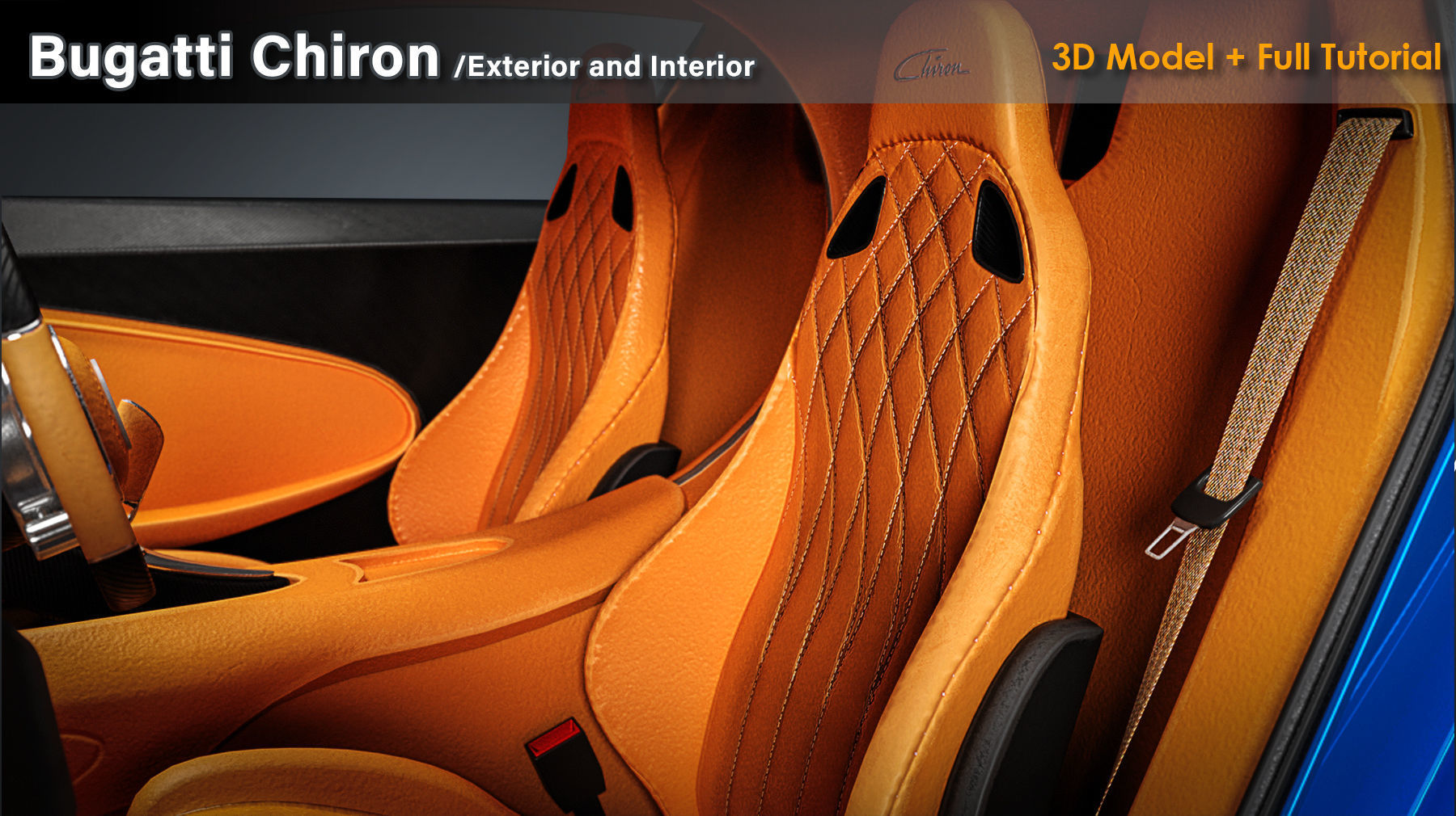 Bugatti Chiron Exterior and Interior Low-poly 3D model_8