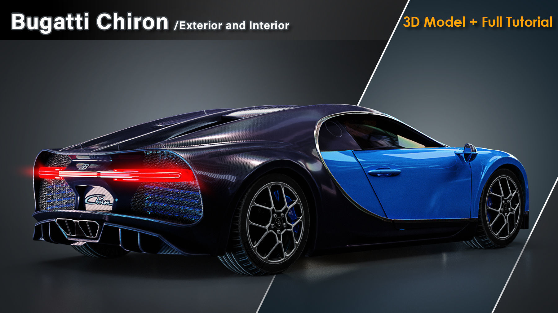 Bugatti Chiron Exterior and Interior Low-poly 3D model_4