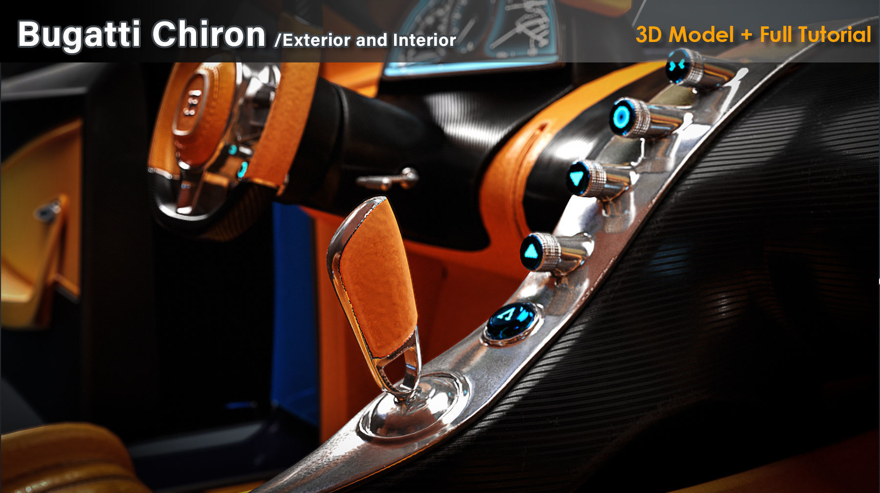 Bugatti Chiron Exterior and Interior Low-poly 3D model_9