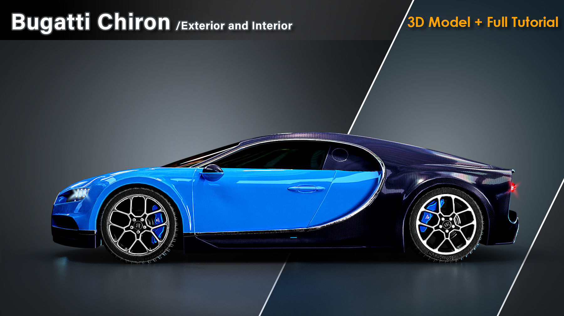 Bugatti Chiron Exterior and Interior Low-poly 3D model_3