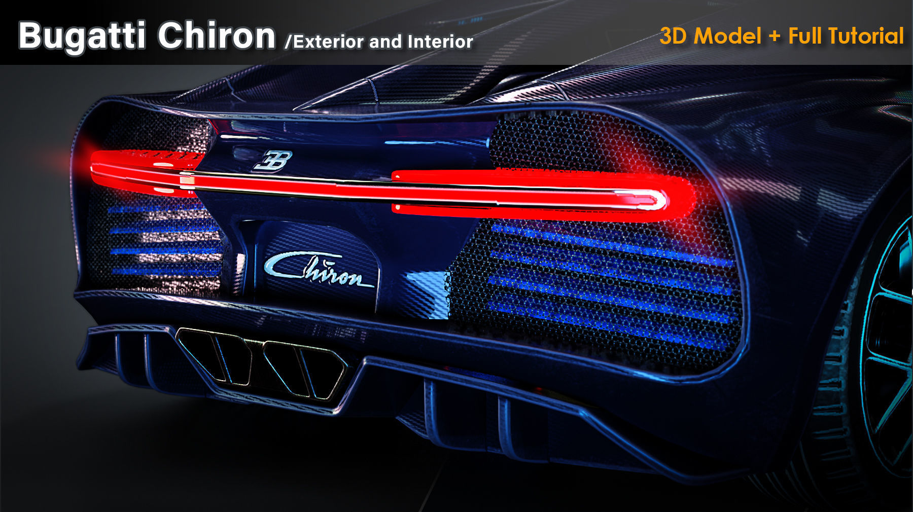 Bugatti Chiron Exterior and Interior Low-poly 3D model_5