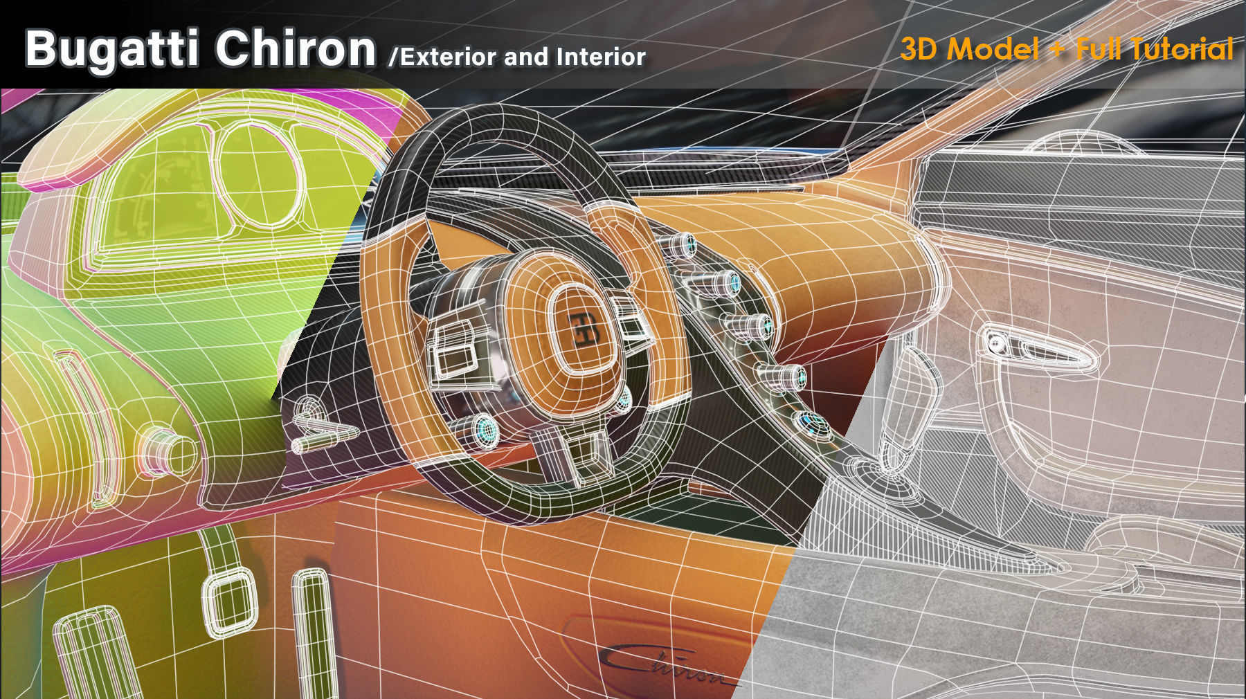 Bugatti Chiron Exterior and Interior Low-poly 3D model_12