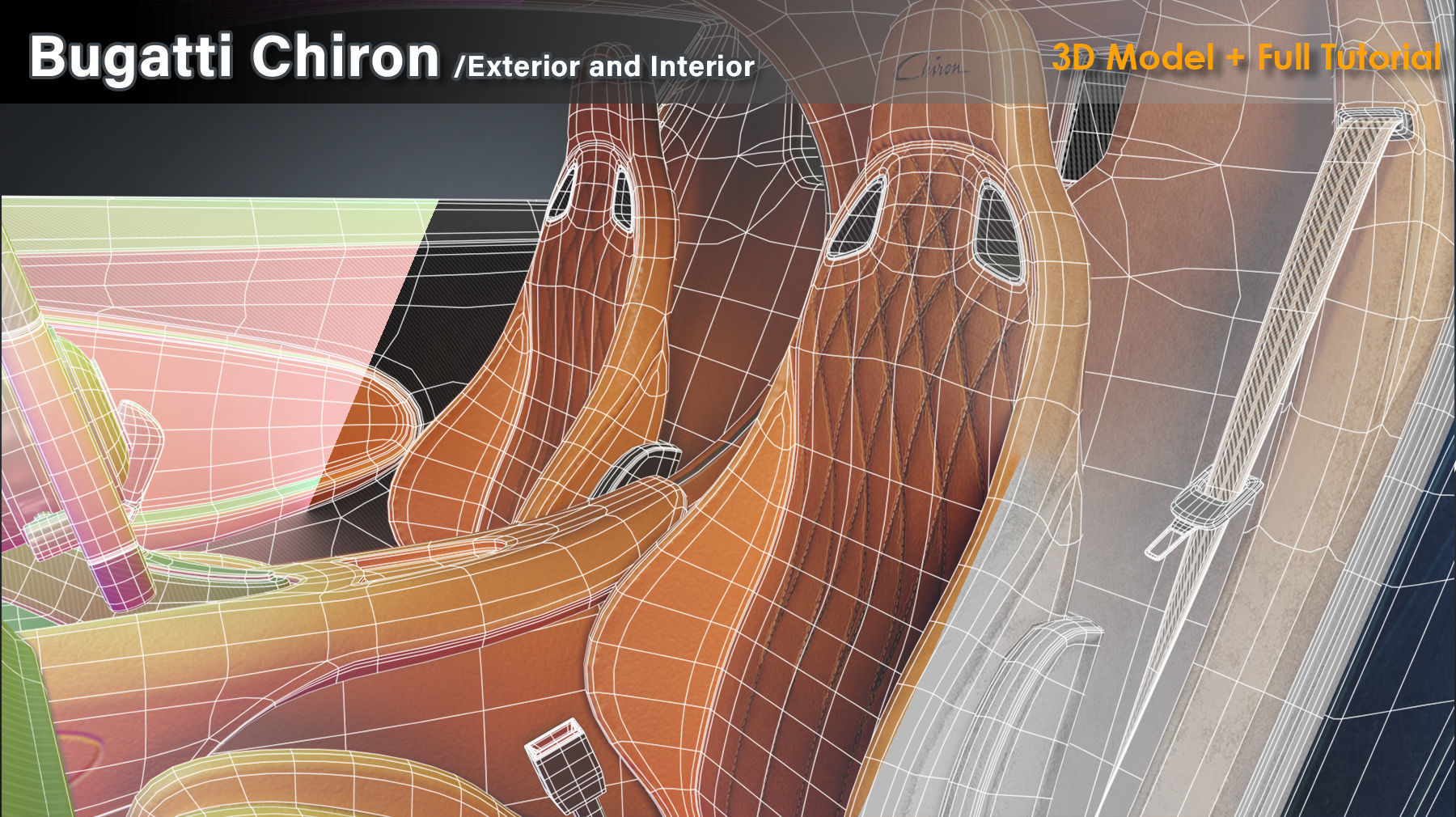 Bugatti Chiron Exterior and Interior Low-poly 3D model_13