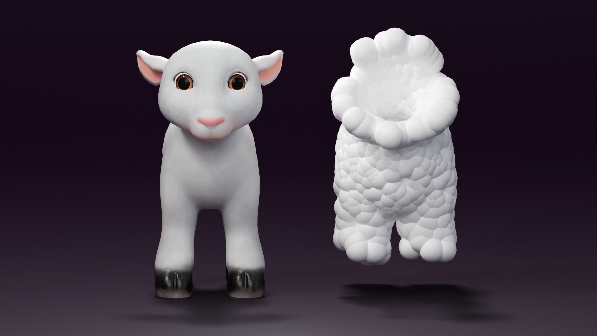 Cartoon Sheep Rigged  Low-poly 3D model_2