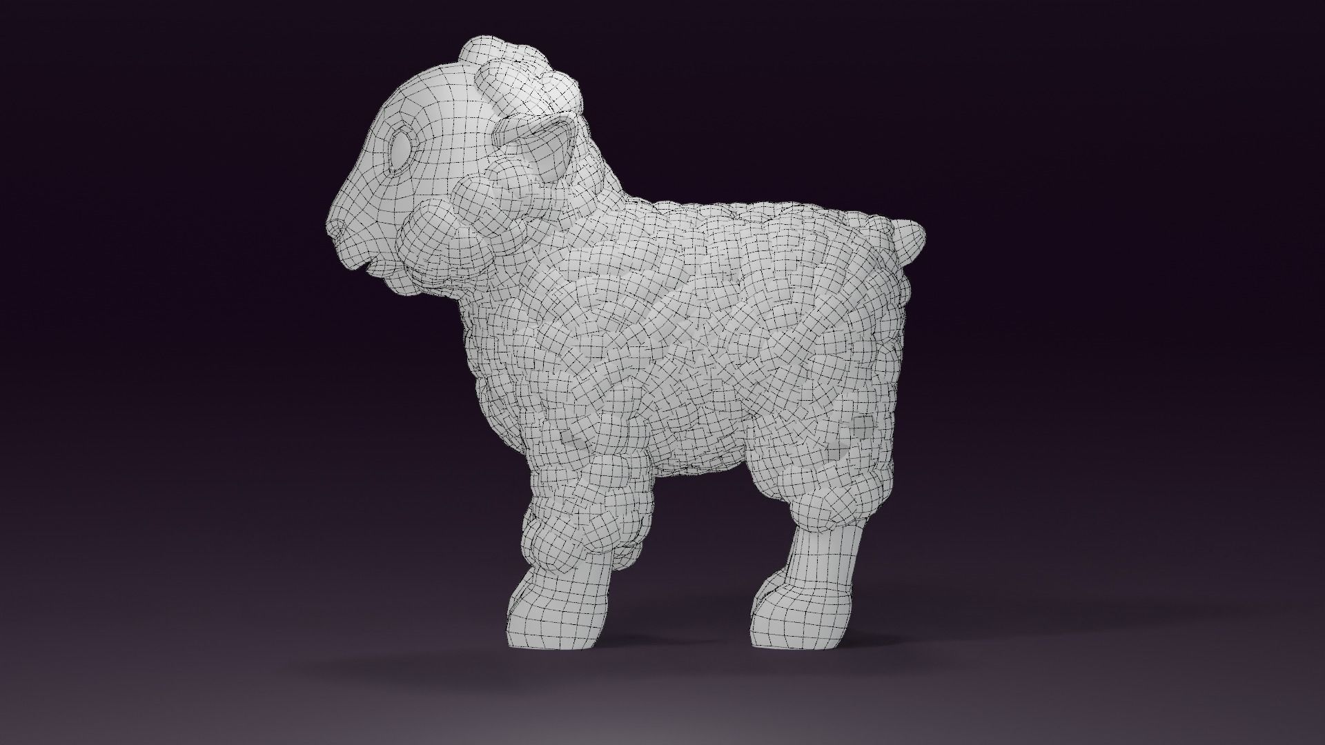 Cartoon Sheep Rigged  Low-poly 3D model_8