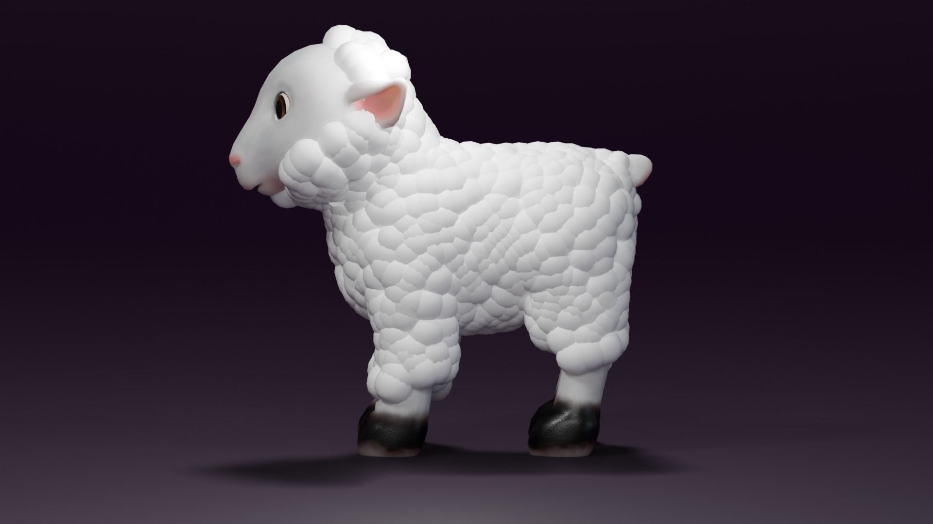 Cartoon Sheep Rigged  Low-poly 3D model_7