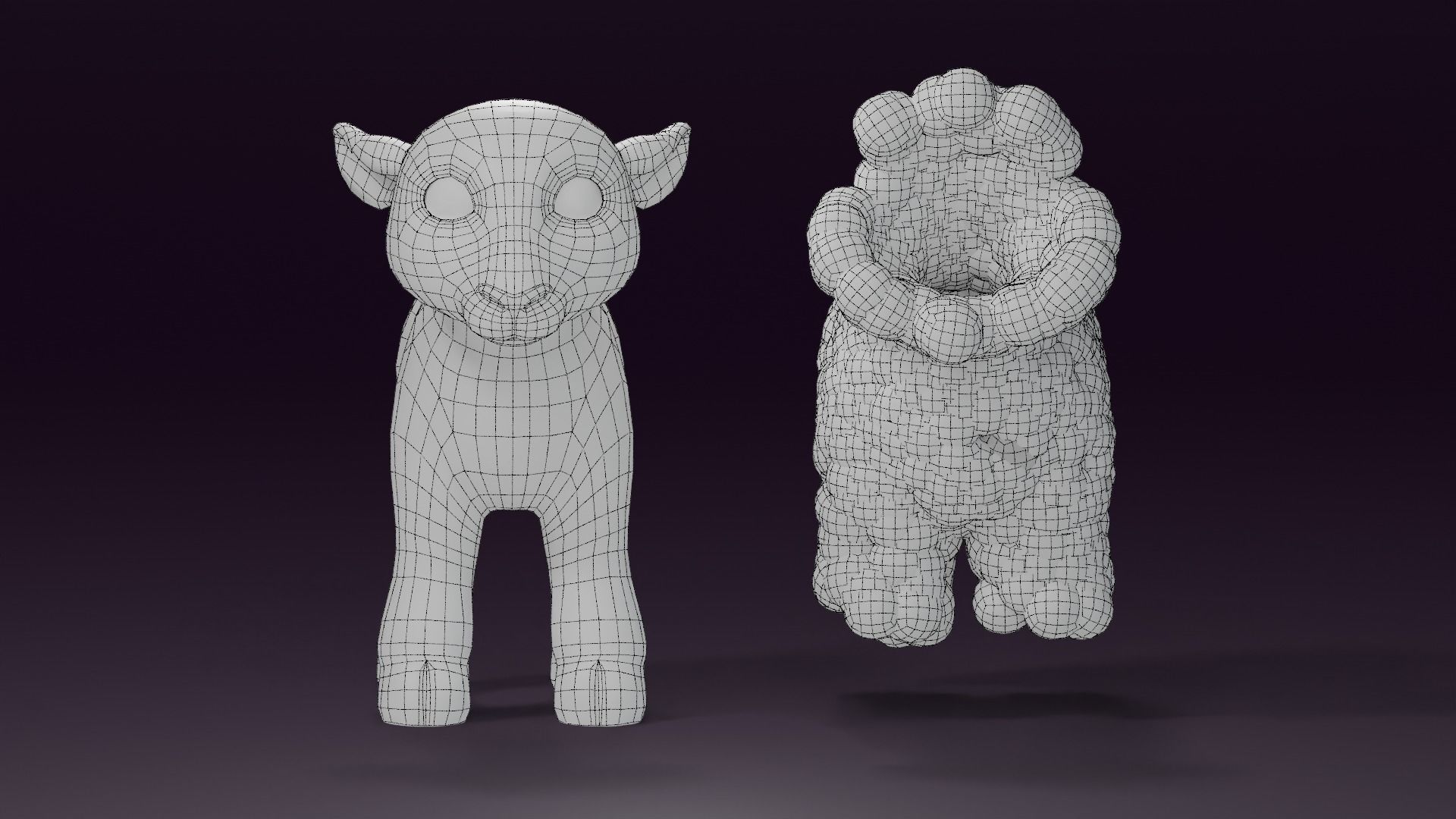 Cartoon Sheep Rigged  Low-poly 3D model_3