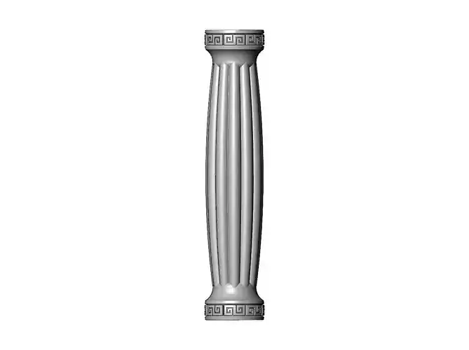 Ribbed rounded greek key scroll pattern ends pillar column