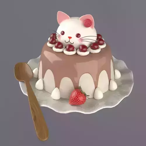 Dessert with a decorative cat