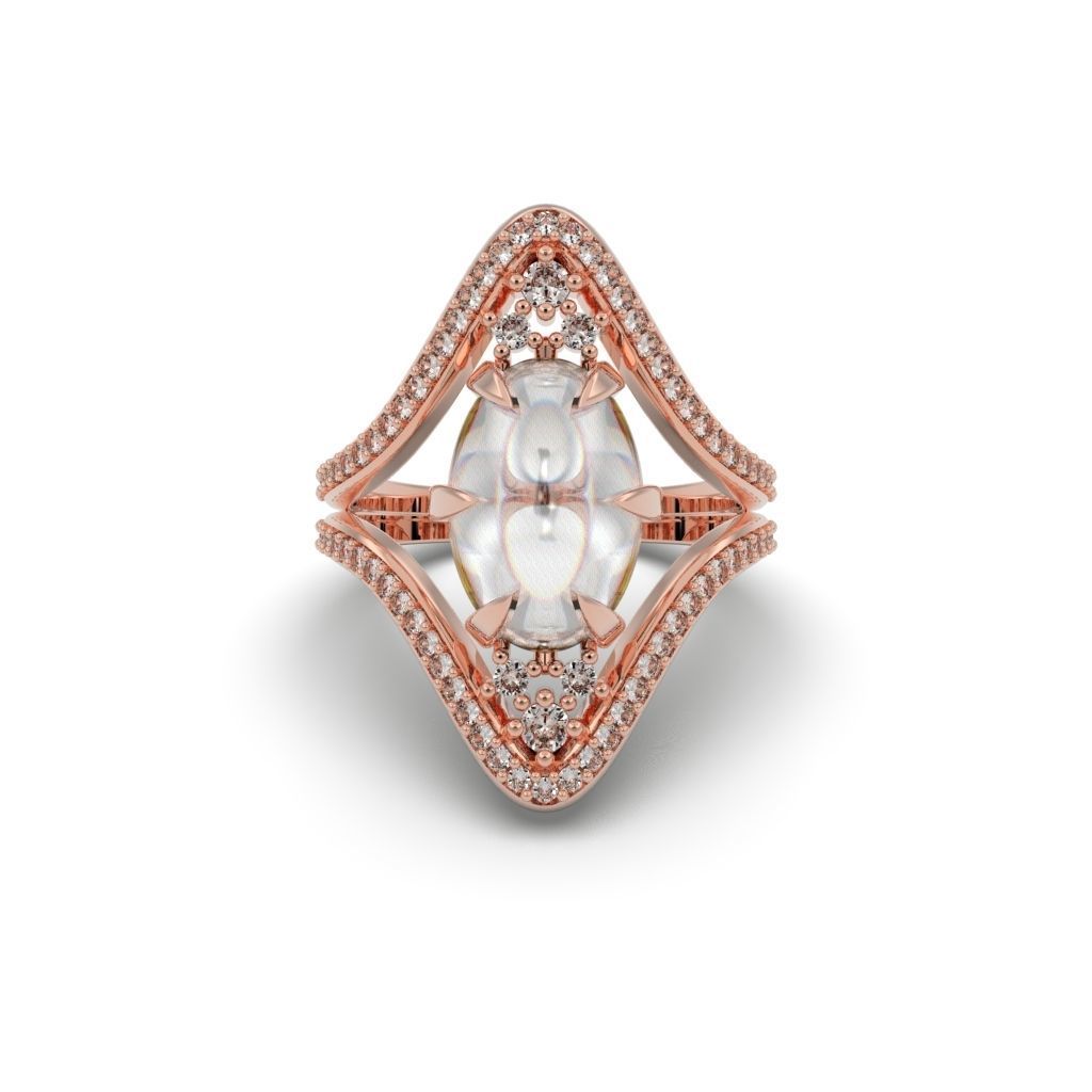 Ring Cabochon Diamond - Jewelry 3D - AN-413 3D print model_18