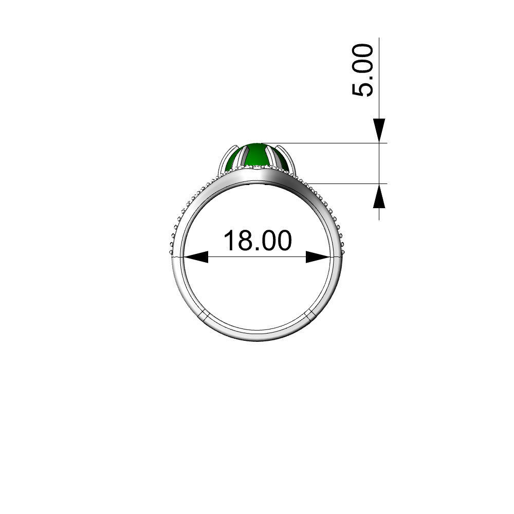 Ring Cabochon Diamond - Jewelry 3D - AN-413 3D print model_5