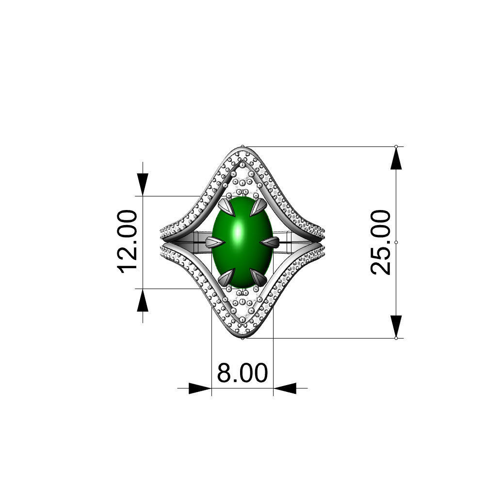 Ring Cabochon Diamond - Jewelry 3D - AN-413 3D print model_4