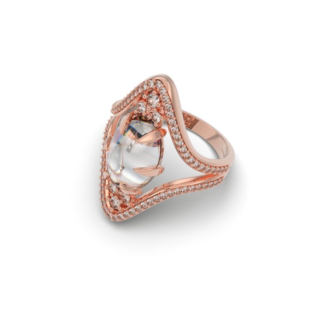 Ring Cabochon Diamond - Jewelry 3D - AN-413 3D print model_21