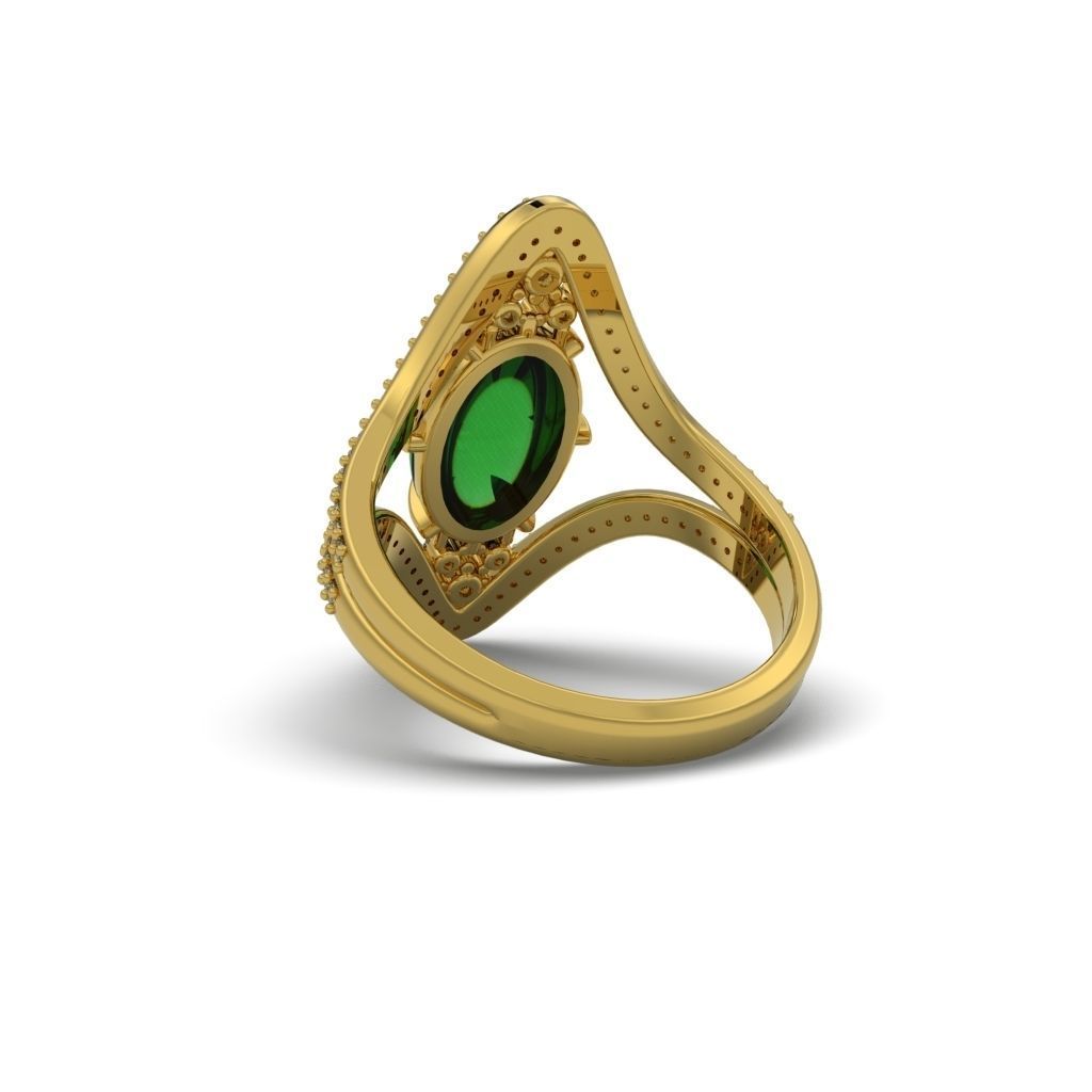 Ring Cabochon Diamond - Jewelry 3D - AN-413 3D print model_3