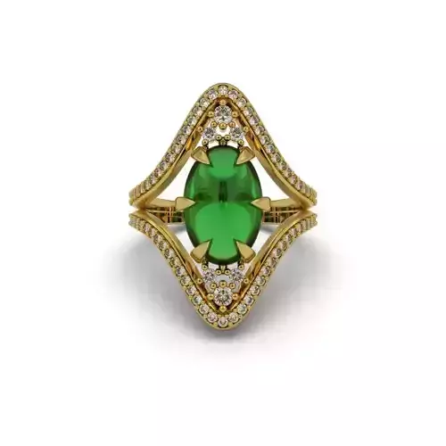 Ring Cabochon Diamond - Jewelry 3D - AN-413 3D print model