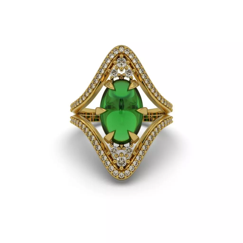 Ring Cabochon Diamond - Jewelry 3D - AN-413 3D print model_0