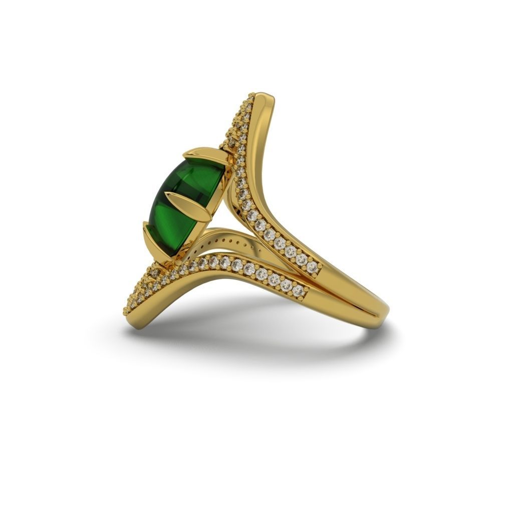 Ring Cabochon Diamond - Jewelry 3D - AN-413 3D print model_2