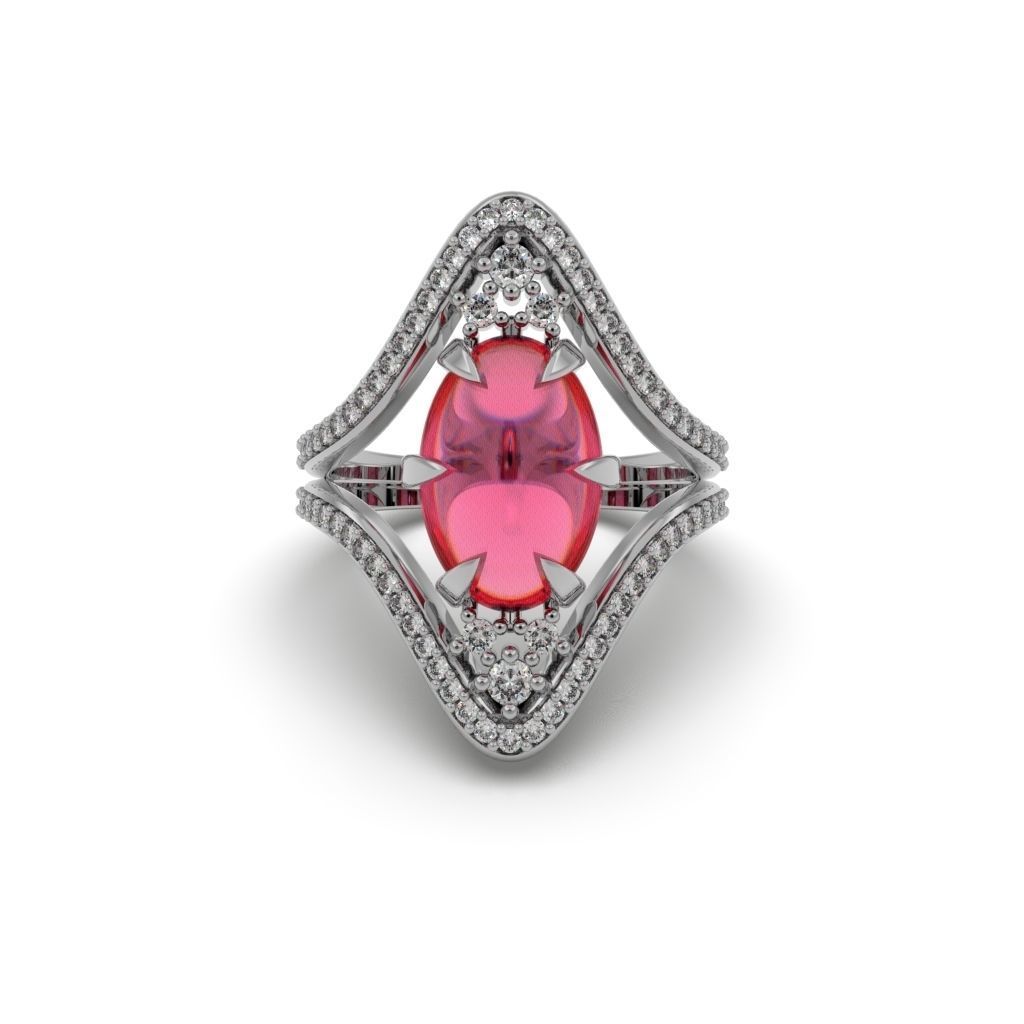 Ring Cabochon Diamond - Jewelry 3D - AN-413 3D print model_10