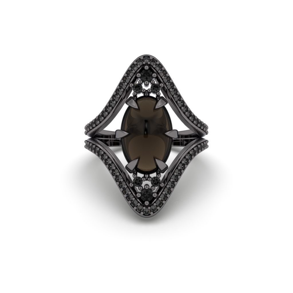 Ring Cabochon Diamond - Jewelry 3D - AN-413 3D print model_14