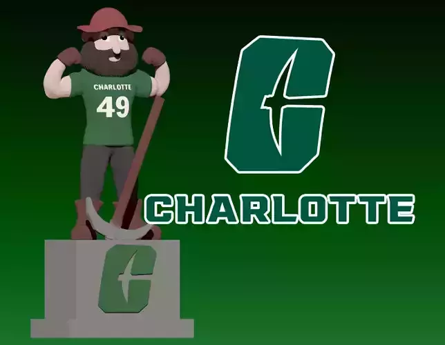 NCAA - CHARLOTTE 49ERS FOOTBALL MASCOT STATUE - 3D PRINT