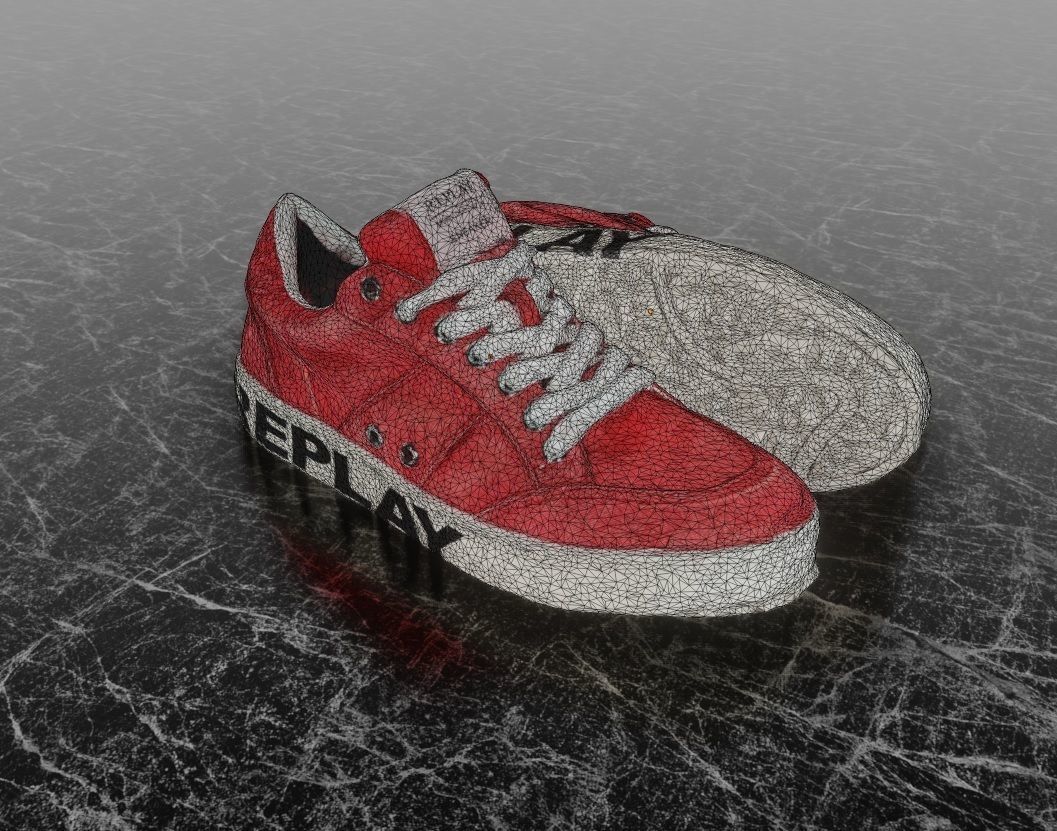 REPLAY - 3D SHOE SNEAKER - RED Low-poly 3D model_13