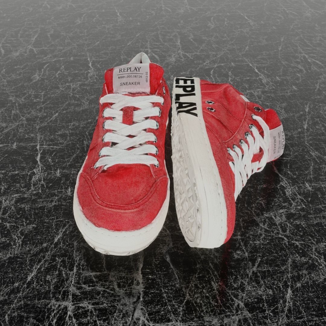 REPLAY - 3D SHOE SNEAKER - RED Low-poly 3D model_3
