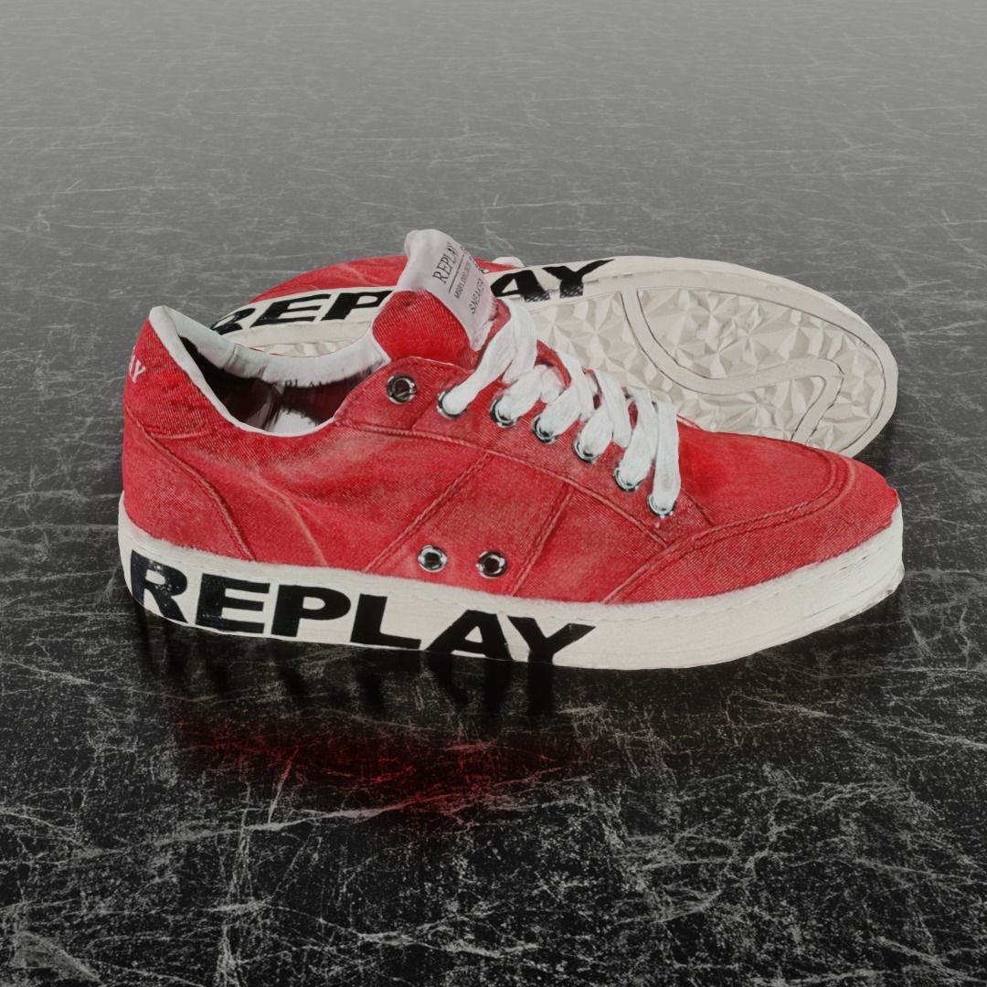 REPLAY - 3D SHOE SNEAKER - RED Low-poly 3D model_4