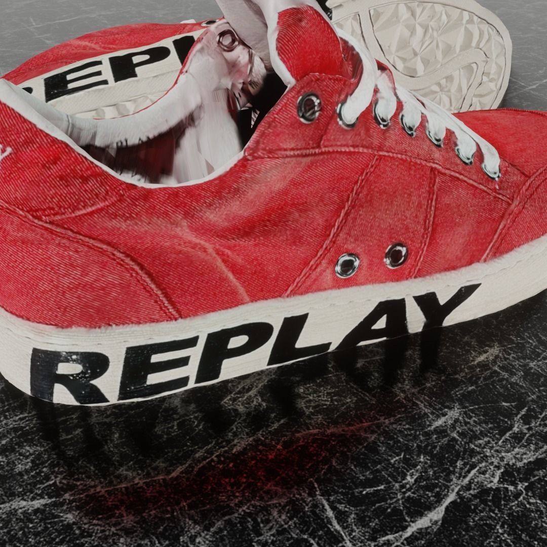 REPLAY - 3D SHOE SNEAKER - RED Low-poly 3D model_9