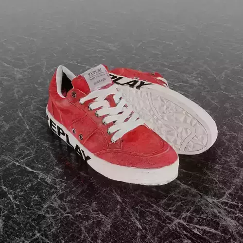 REPLAY - 3D SHOE SNEAKER - RED Low-poly 3D model