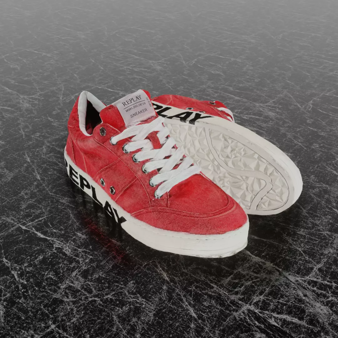 REPLAY - 3D SHOE SNEAKER - RED Low-poly 3D model_0