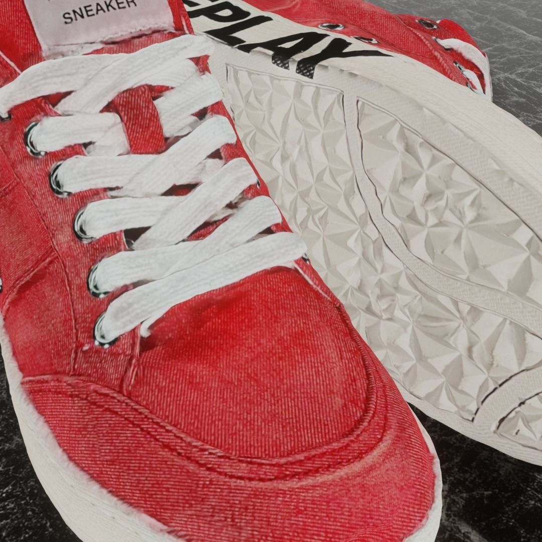 REPLAY - 3D SHOE SNEAKER - RED Low-poly 3D model_10