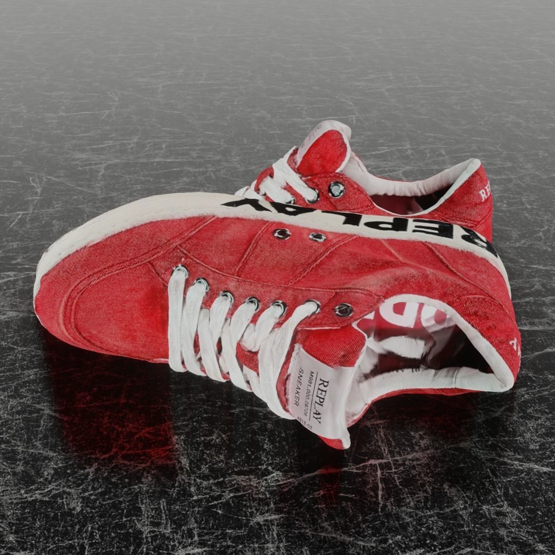 REPLAY - 3D SHOE SNEAKER - RED Low-poly 3D model_7