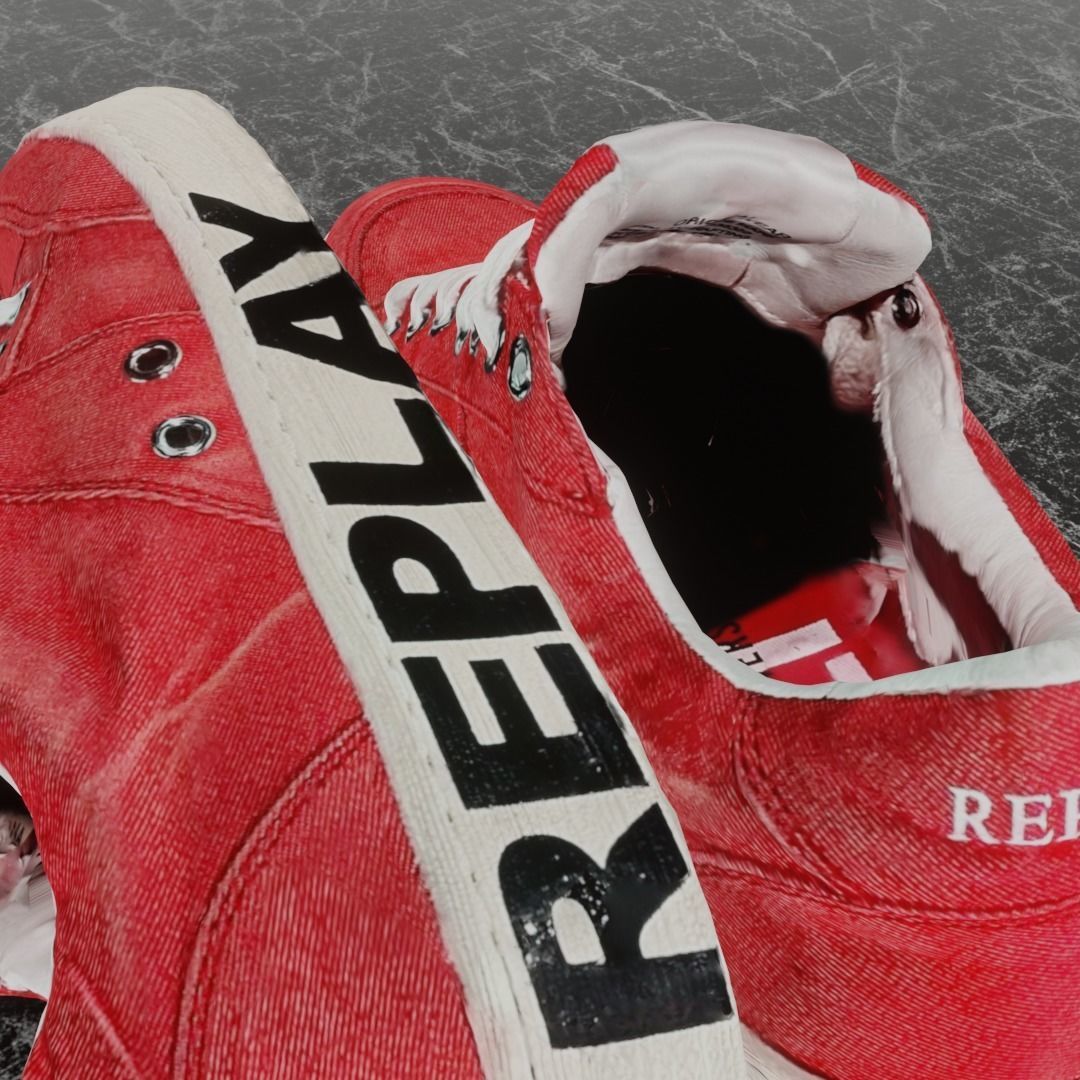 REPLAY - 3D SHOE SNEAKER - RED Low-poly 3D model_8