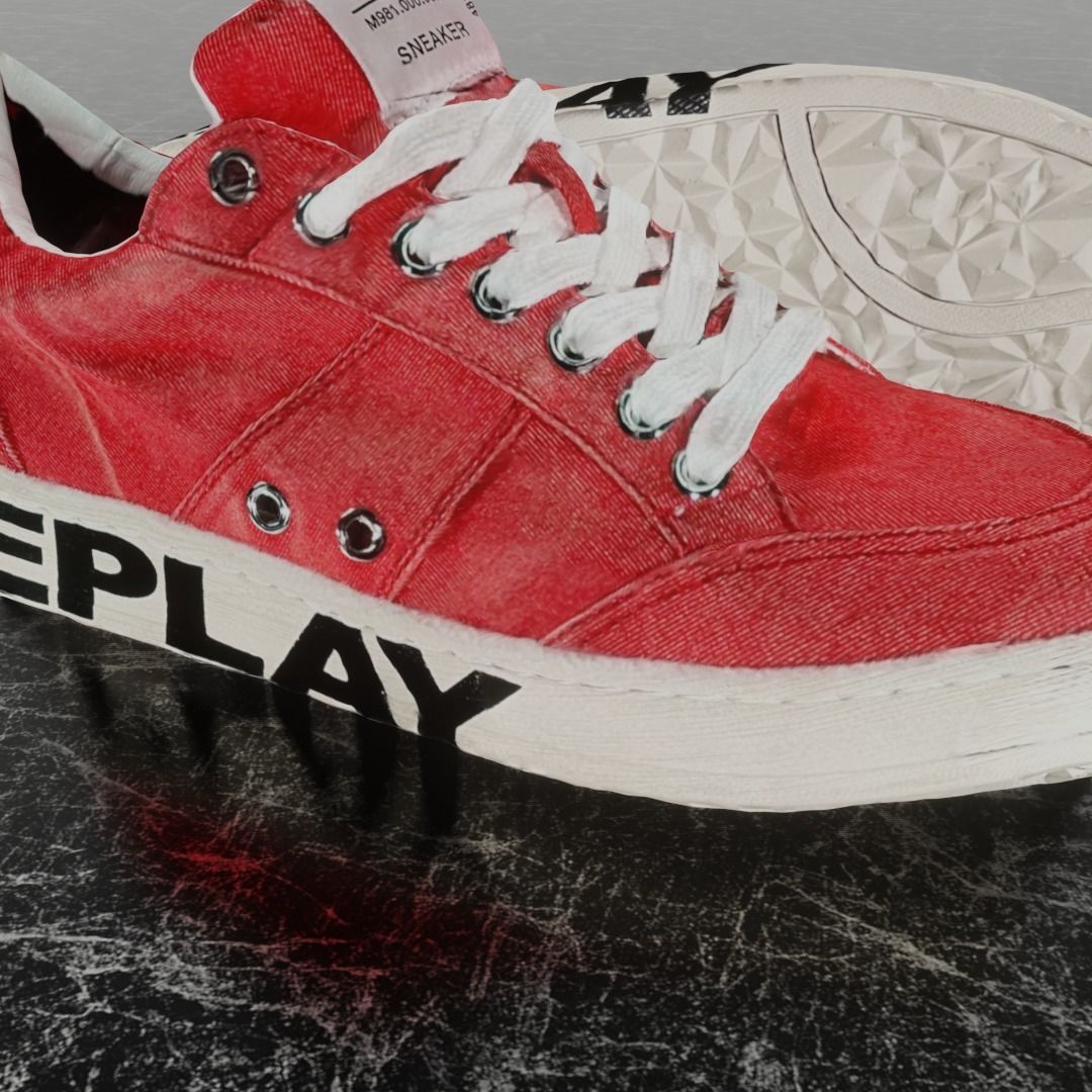 REPLAY - 3D SHOE SNEAKER - RED Low-poly 3D model_11