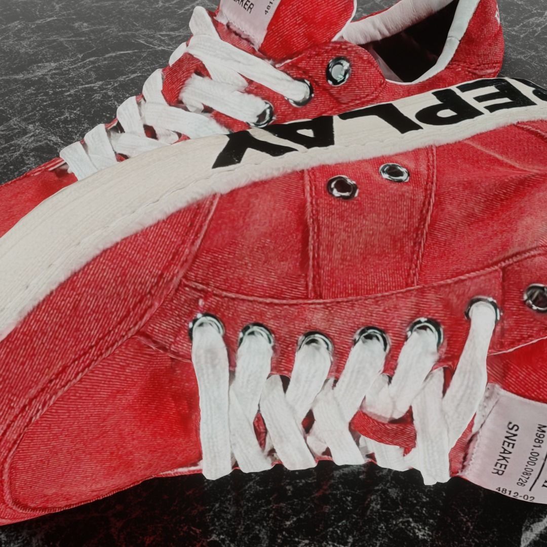 REPLAY - 3D SHOE SNEAKER - RED Low-poly 3D model_12