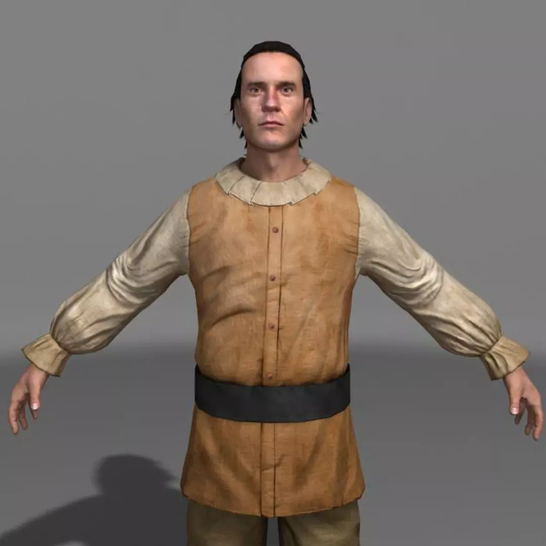 14th Century Medieval Man Low-poly 3D model