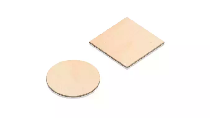 Wood Plate 2 Types - round square wooden board set