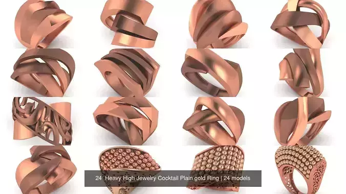 24  Heavy High Jewelry Cocktail Plain gold Ring