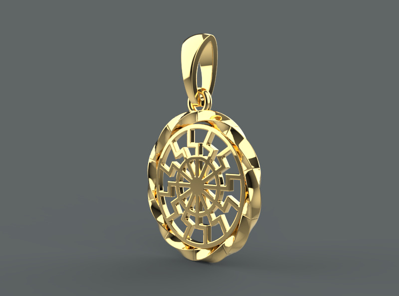 black sun pendant 3D print model_5