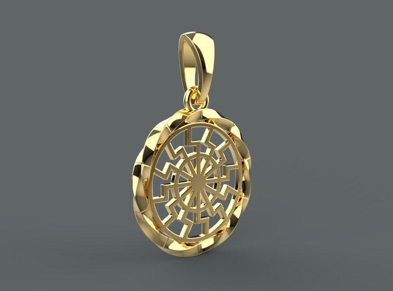 black sun pendant 3D print model_6