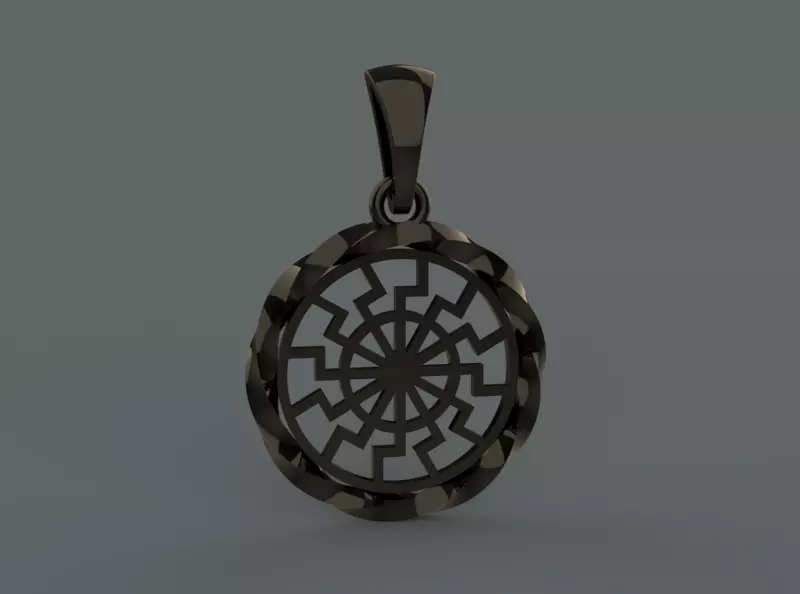 black sun pendant 3D print model_0