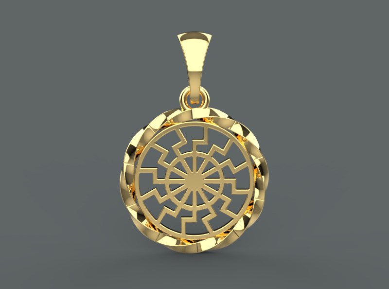 black sun pendant 3D print model_3
