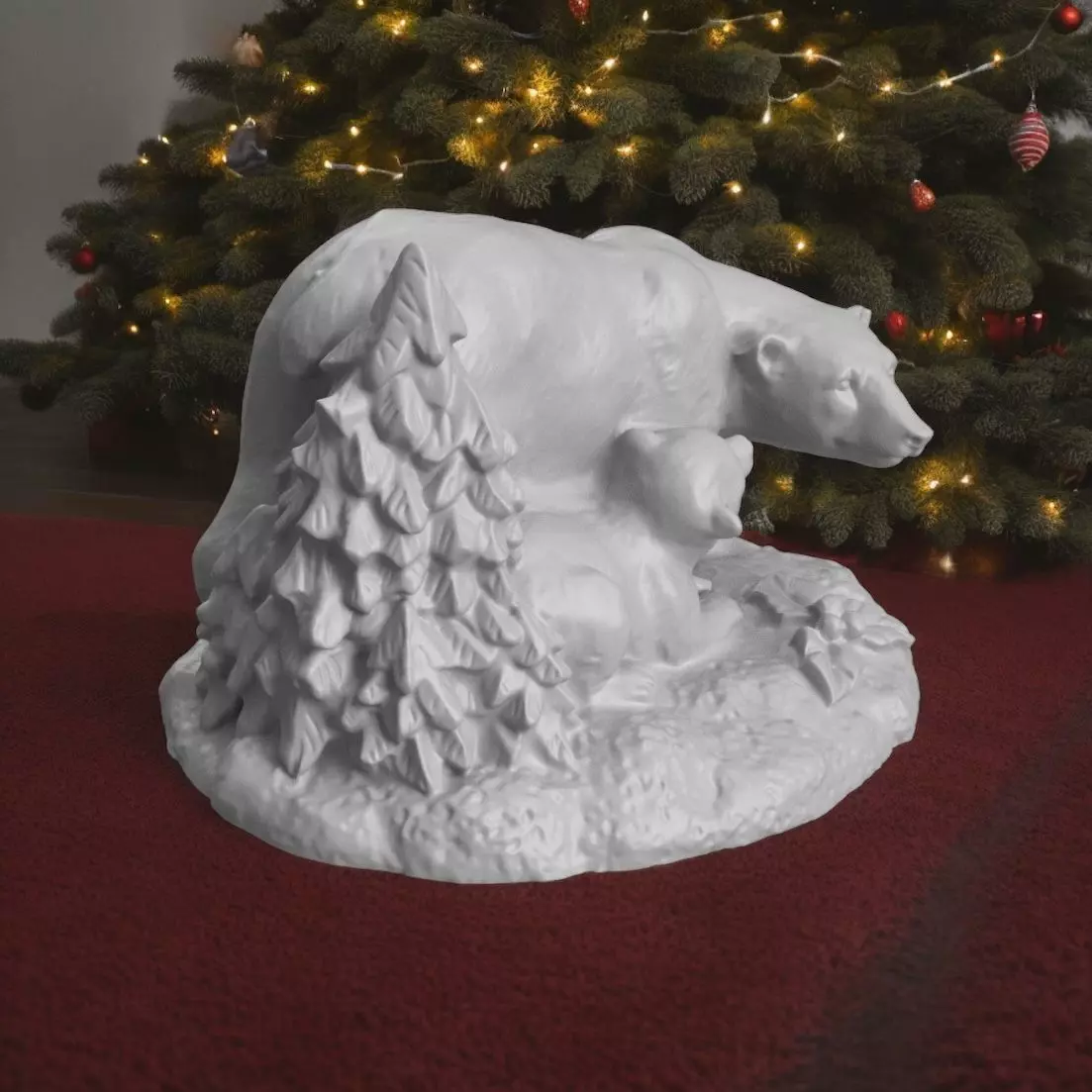 Christmas polar bear 3D print model_0