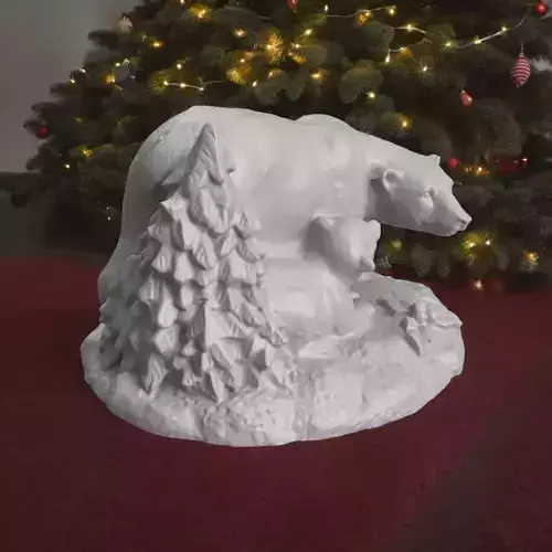 Christmas polar bear 3D print model