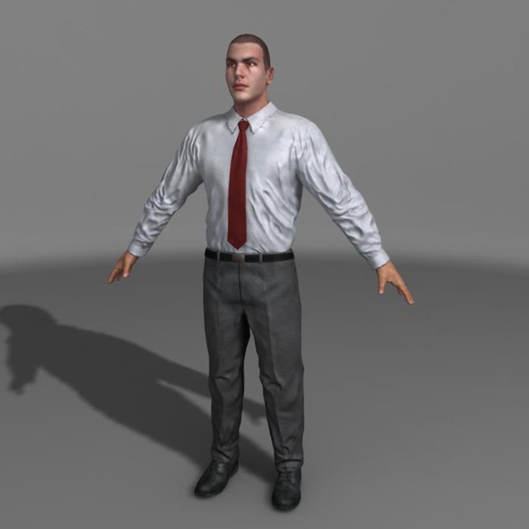 Business Man 01 A Low-poly 3D model_1