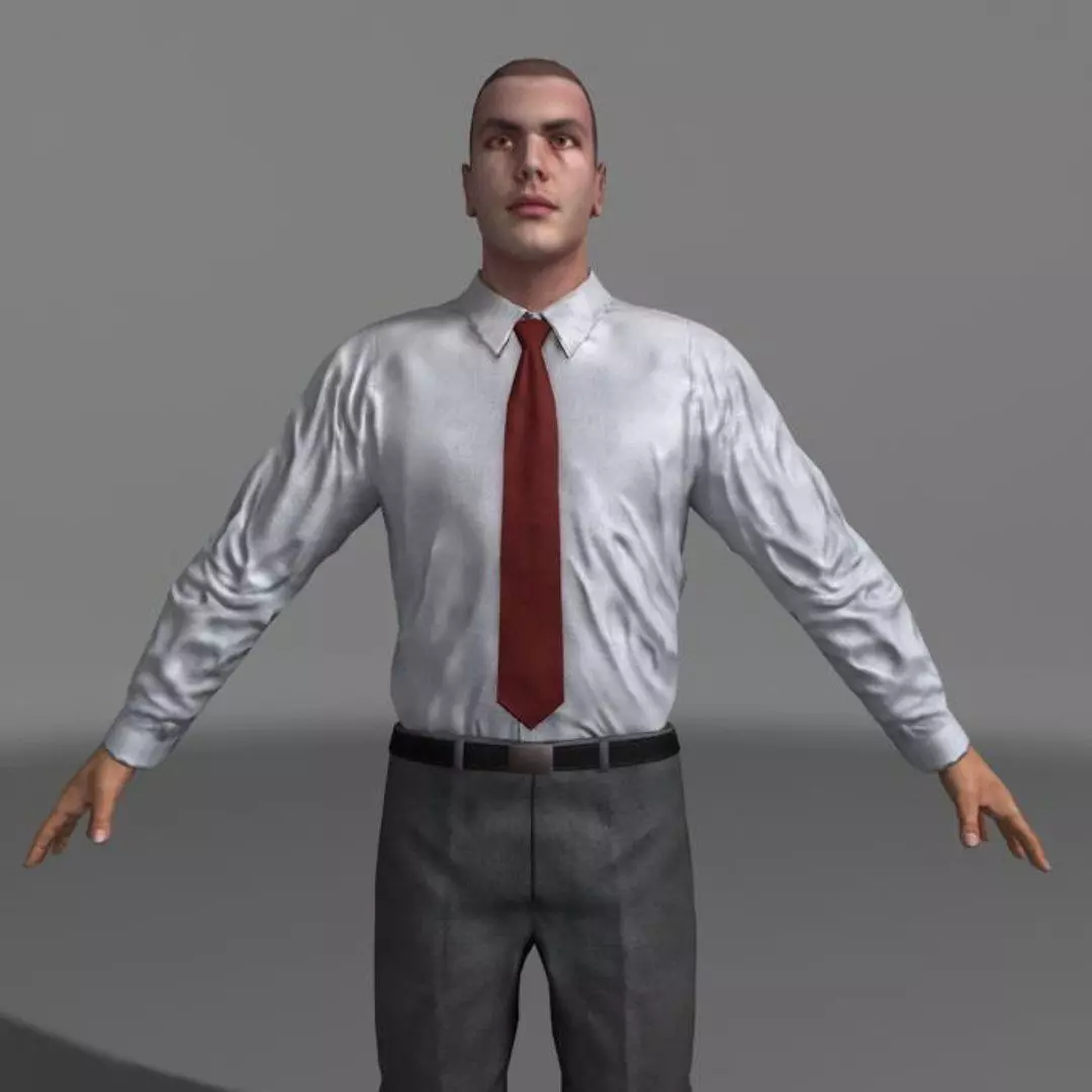 Business Man 01 A Low-poly 3D model_0
